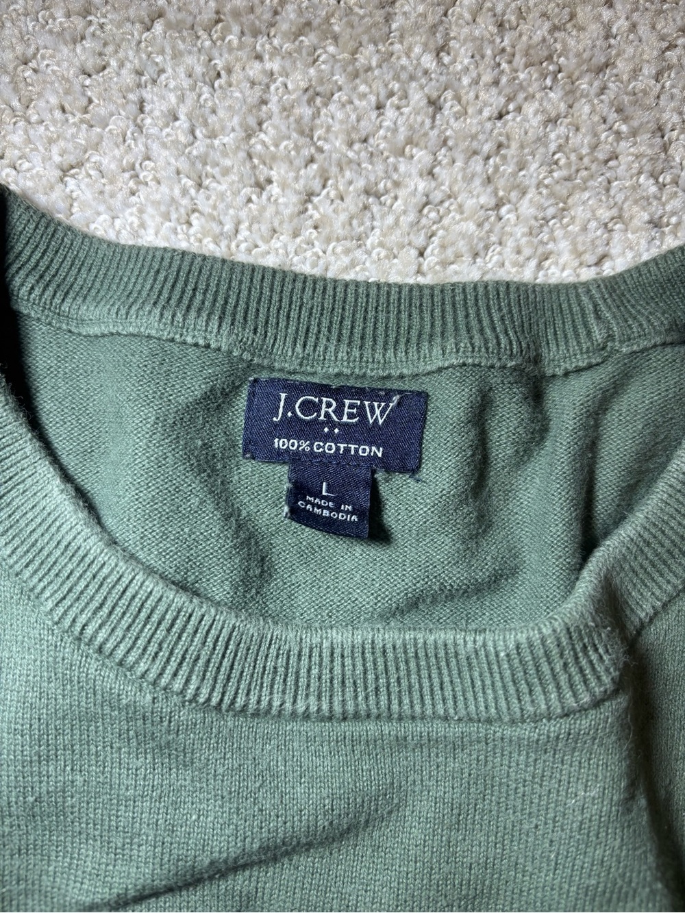 J. Crew Men's Sage Green Crewneck Cotton Sweater
